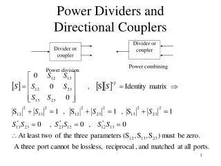 Power Dividers and Directional Couplers