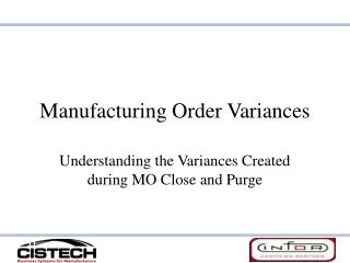 Manufacturing Order Variances