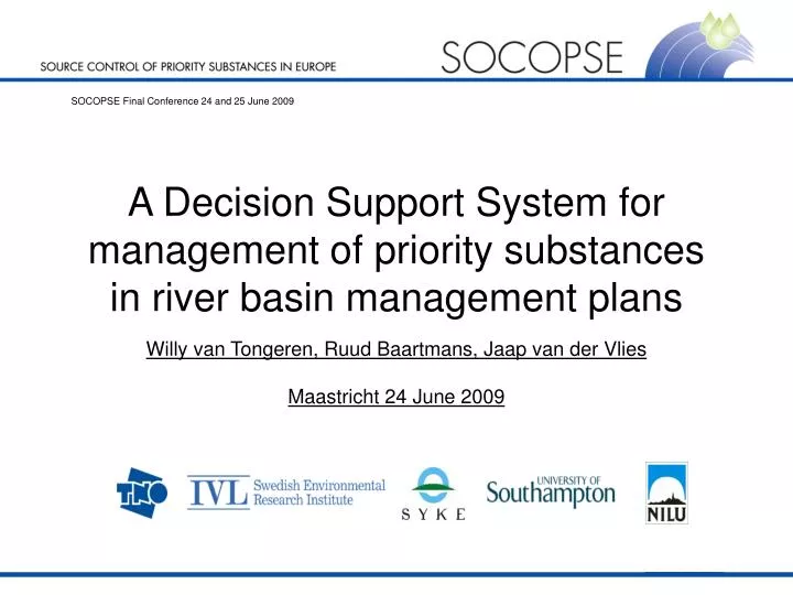 a decision support system for management of priority substances in river basin management plans