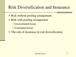 Risk Diversification and Insurance