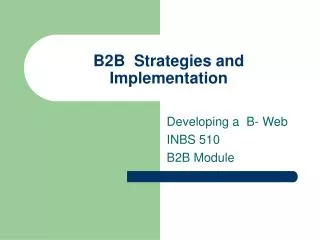 B2B Strategies and Implementation
