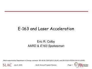 E-163 and Laser Acceleration
