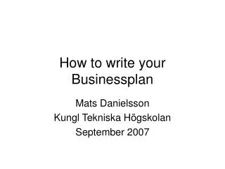 How to write your Businessplan