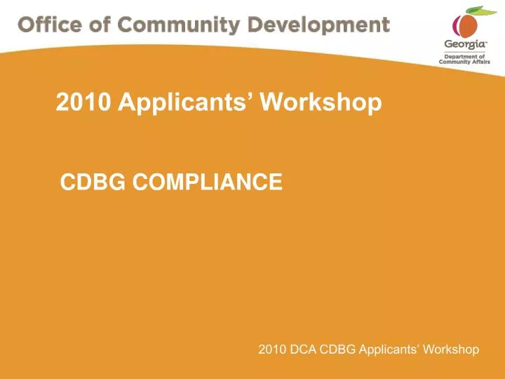 2010 applicants workshop