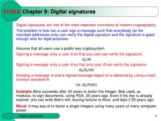 Chapter 9: Digital signatures