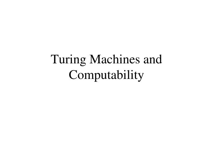 turing machines and computability
