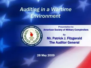By: Mr. Patrick J. Fitzgerald The Auditor General