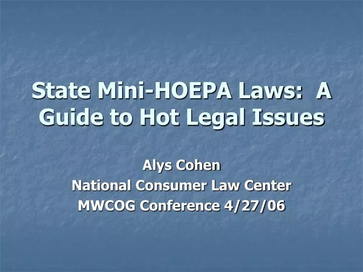 state mini hoepa laws a guide to hot legal issues