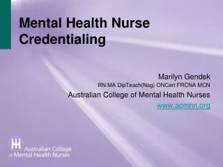 Mental Health Nurse Credentialing