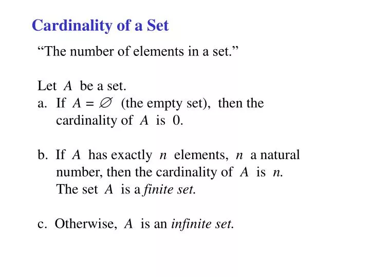 PPT Cardinality Of A Set PowerPoint Presentation Free Download ID 