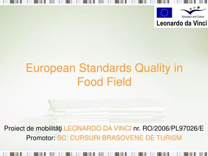 european standards quality in food field