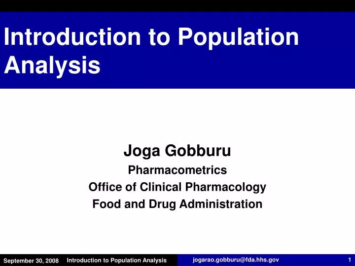 introduction to population analysis