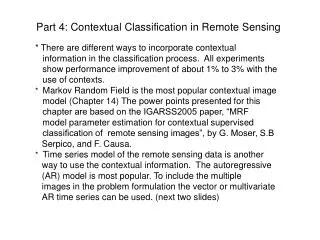 Part 4: Contextual Classification in Remote Sensing