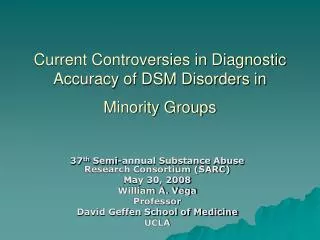 Current Controversies in Diagnostic Accuracy of DSM Disorders in Minority Groups