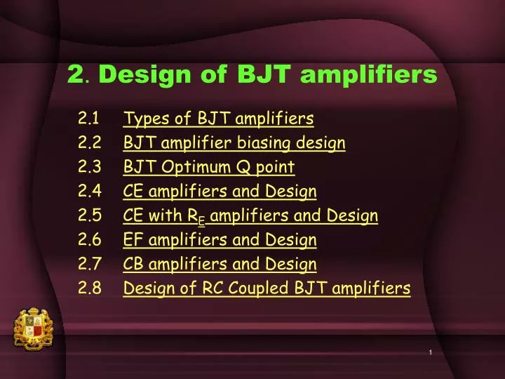 2 design of bjt amplifiers