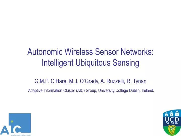 autonomic wireless sensor networks intelligent ubiquitous sensing