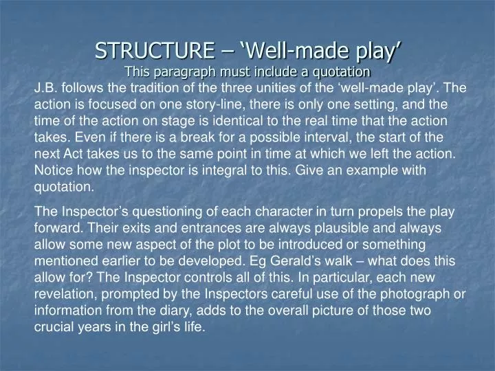 structure well made play this paragraph must include a quotation