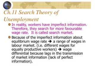 Ch.11 Search Theory of Unemployment