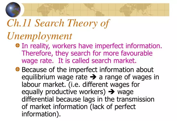 ch 11 search theory of unemployment