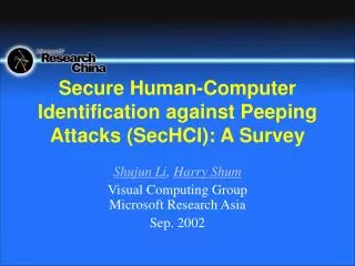 Secure Human-Computer Identification against Peeping Attacks (SecHCI): A Survey