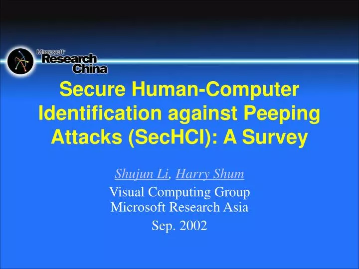secure human computer identification against peeping attacks sechci a survey