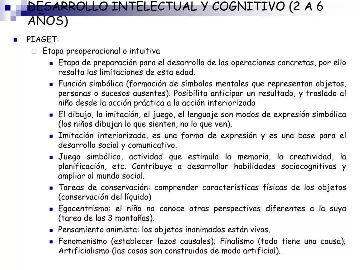 PPT DESARROLLO INTELECTUAL Y COGNITIVO 2 A 6 A OS PowerPoint