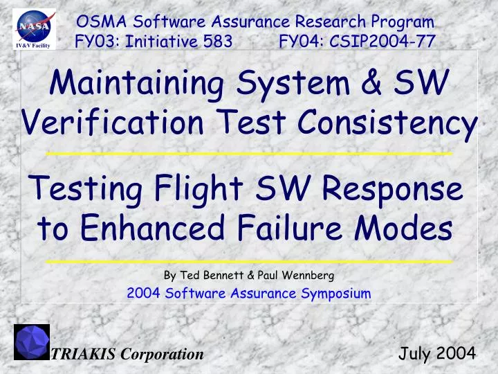 maintaining system sw verification test consistency