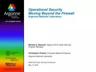 Operational Security Moving Beyond the Firewall Argonne National Laboratory
