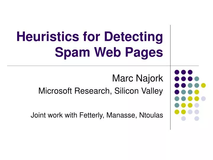 heuristics for detecting spam web pages