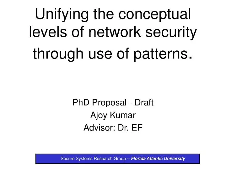 unifying the conceptual levels of network security through use of patterns