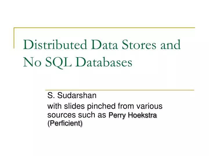 distributed data stores and no sql databases
