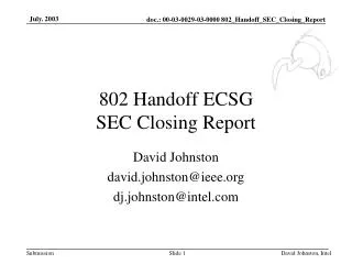 802 Handoff ECSG SEC Closing Report