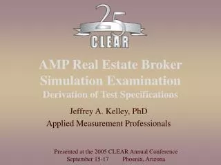 AMP Real Estate Broker Simulation Examination Derivation of Test Specifications