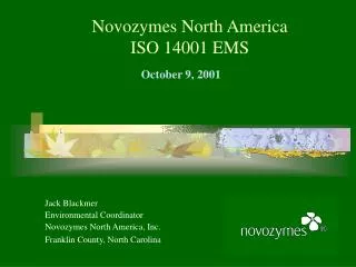 Novozymes North America ISO 14001 EMS