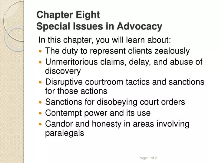 chapter eight special issues in advocacy