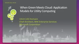 When Green Meets Cloud: Application Models for Utility Computing