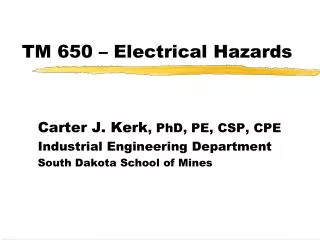 TM 650 – Electrical Hazards