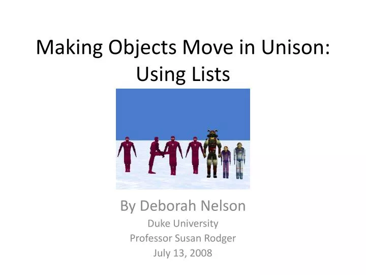 making objects move in unison using lists