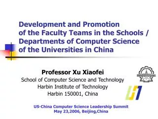 Development and Promotion of the Faculty Teams in the Schools / Departments of Computer Science of the Universities in