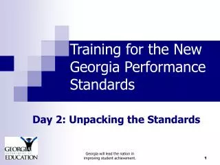Training for the New Georgia Performance Standards