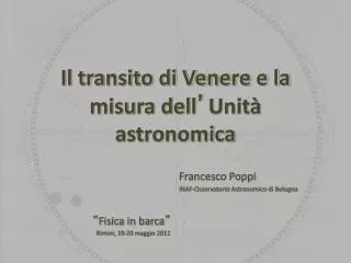 Il transito di Venere e la misura dell ’ Unità astronomica