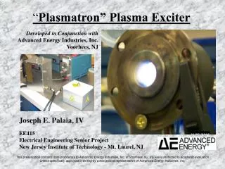 “ Plasmatron” Plasma Exciter