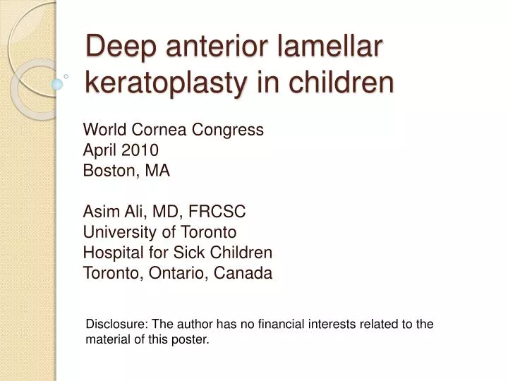 deep anterior lamellar keratoplasty in children