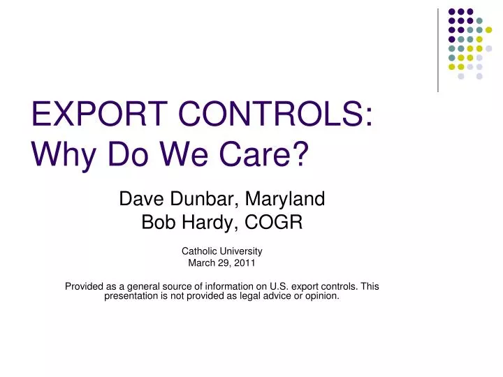 export controls why do we care
