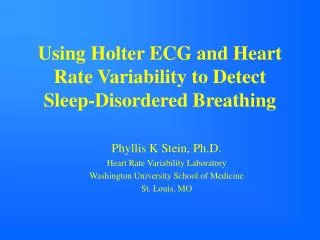 Using Holter ECG and Heart Rate Variability to Detect Sleep-Disordered Breathing