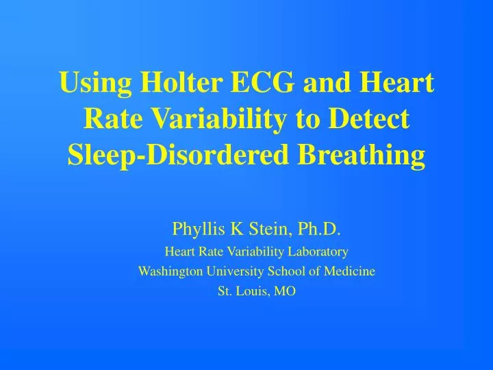 using holter ecg and heart rate variability to detect sleep disordered breathing
