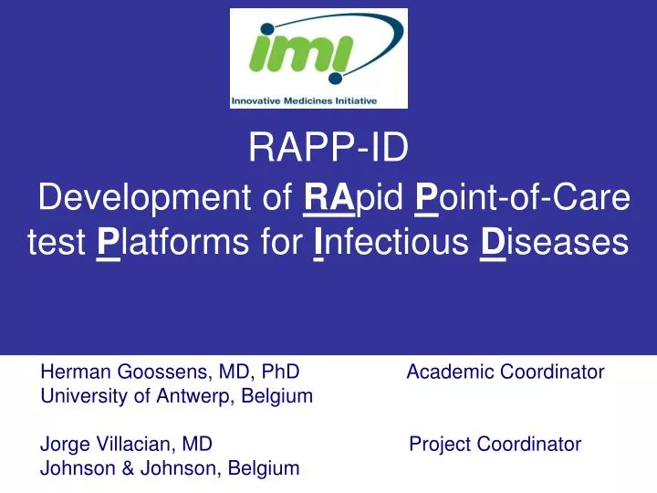 rapp id development of ra pid p oint of care test p latforms for i nfectious d iseases