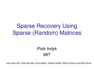 Sparse Recovery Using Sparse (Random) Matrices