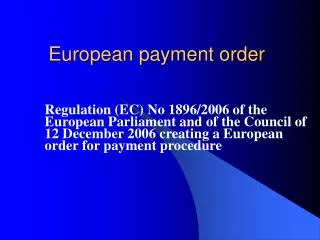 European payment order