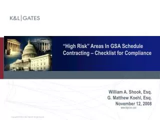 “High Risk” Areas In GSA Schedule Contracting – Checklist for Compliance